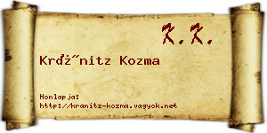 Kránitz Kozma névjegykártya